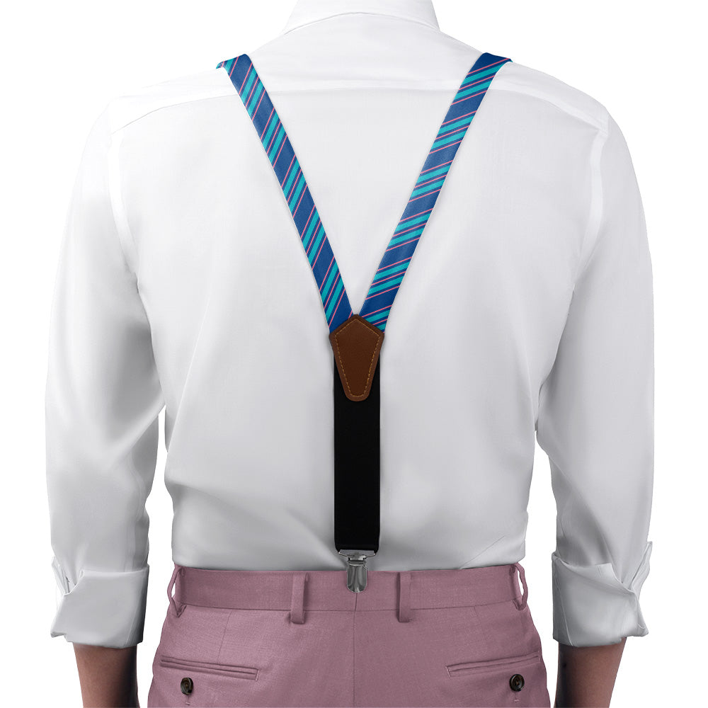Colfax Stripe Suspenders - On Model Front View - Knotty Tie Co.