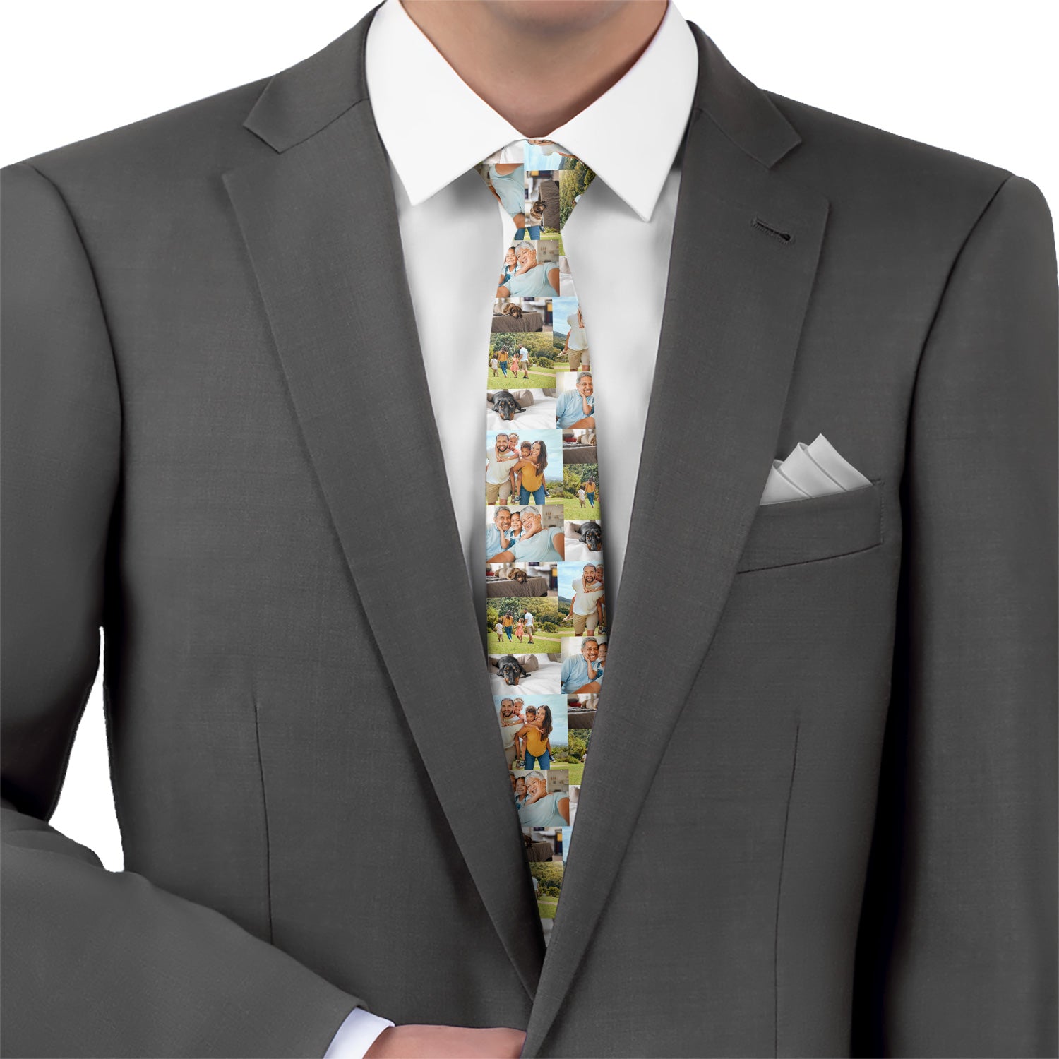 Collage Photo Tie - Matching Pocket Square - Knotty Tie Co.