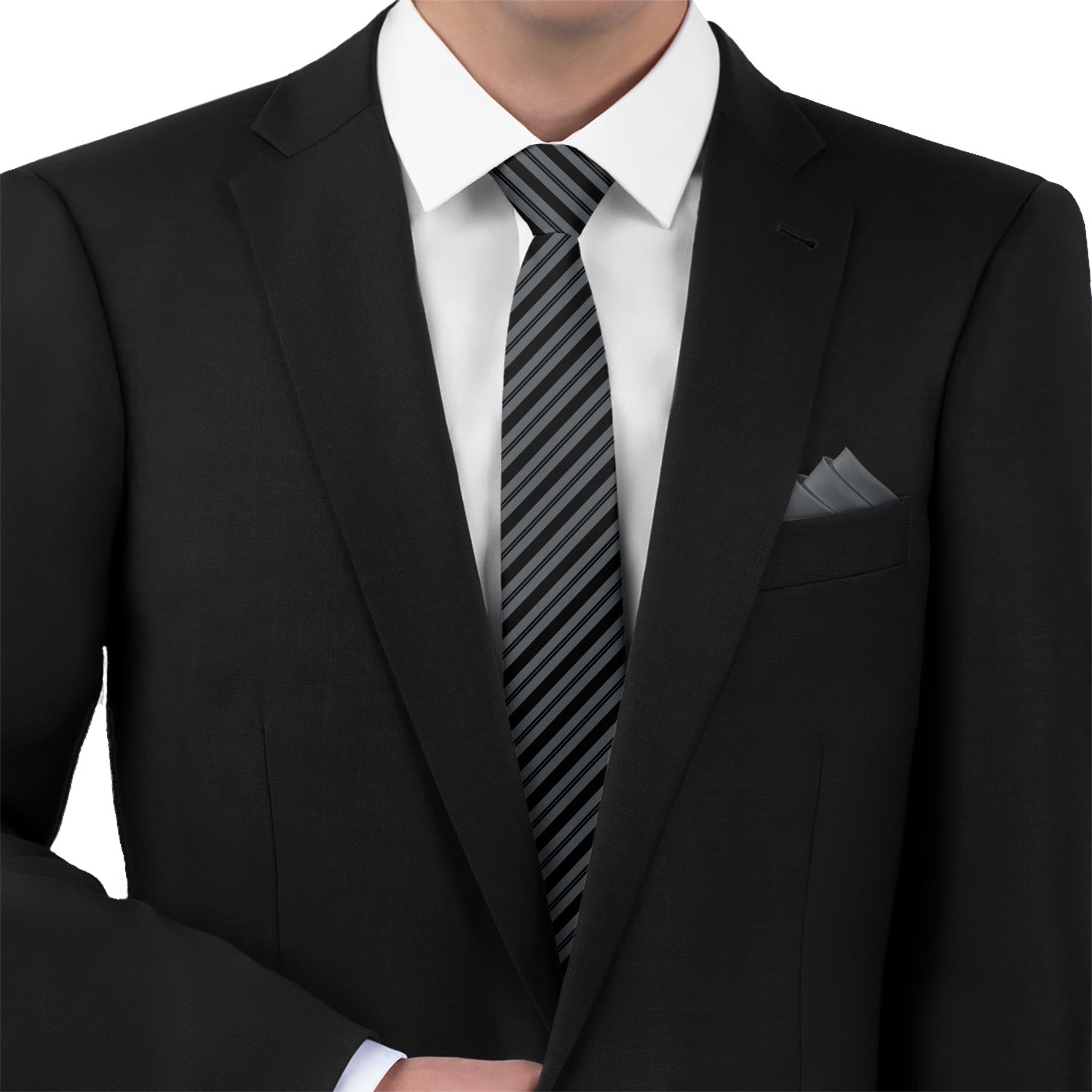 Collegiate Stripe Necktie - Matching Pocket Square - Knotty Tie Co.