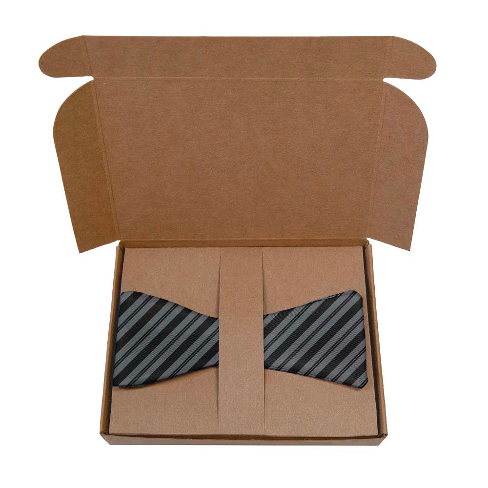 Collegiate Stripe Bow Tie- Kraft Gift Box Packaging - Knotty Tie Co.