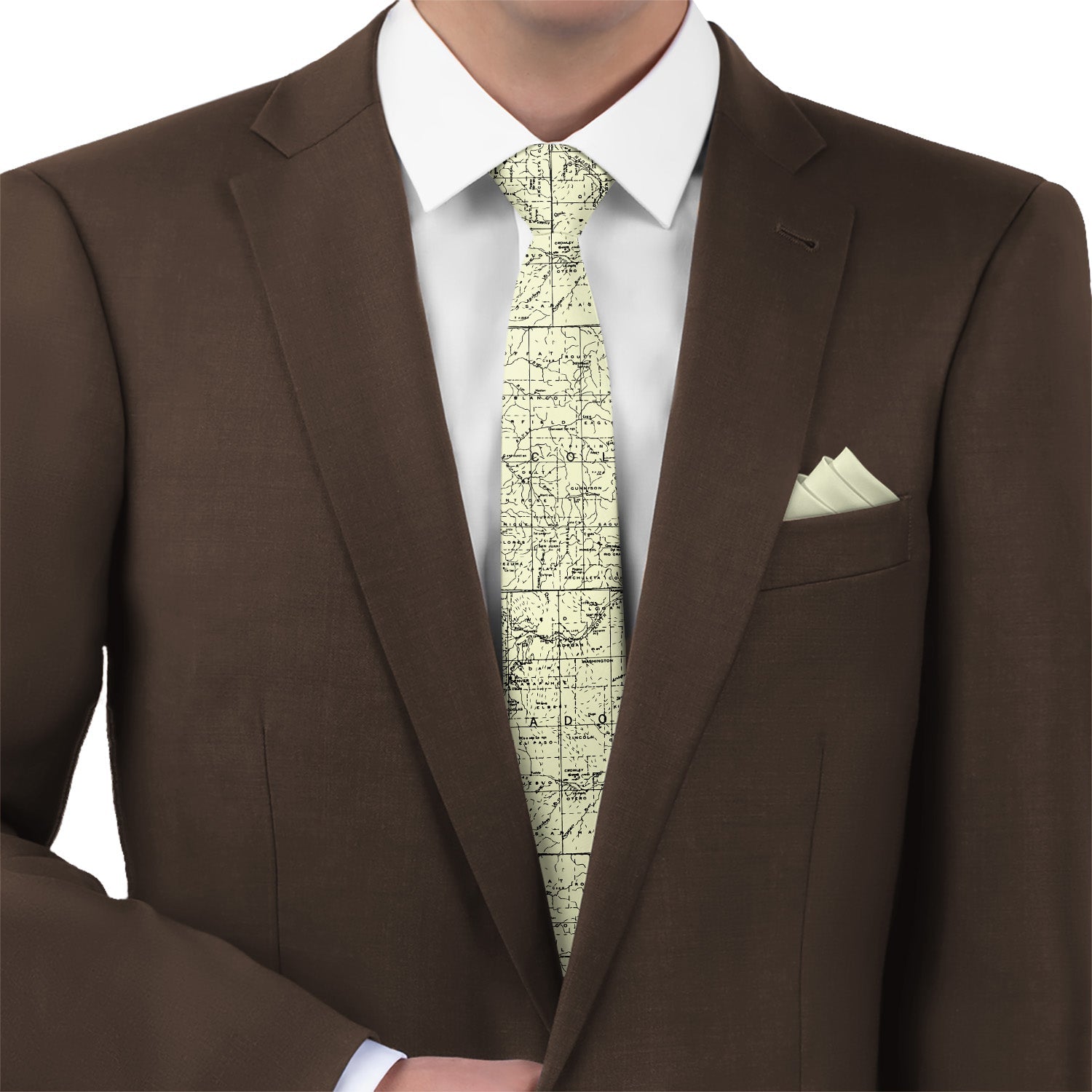 Colorado Map Necktie - Matching Pocket Square - Knotty Tie Co.