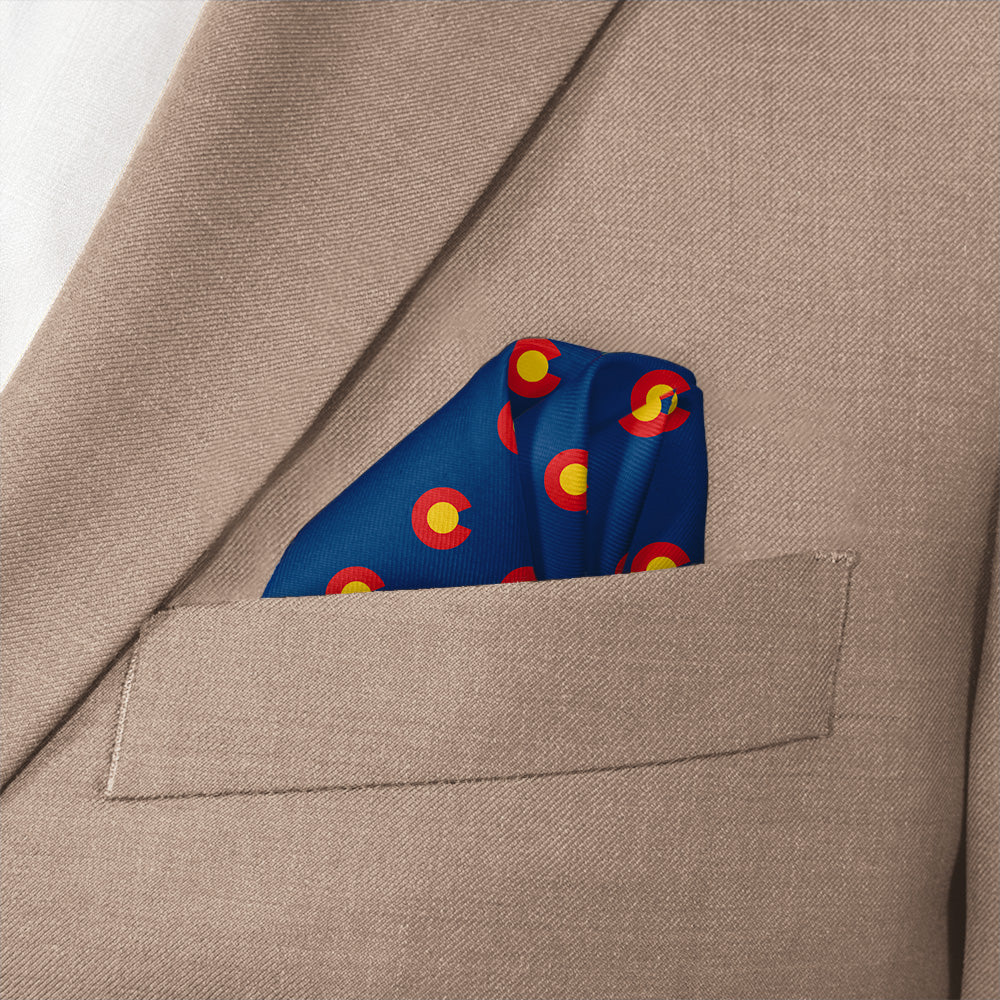 Colorado Flag Pocket Square - Wave Fold - Knotty Tie Co.
