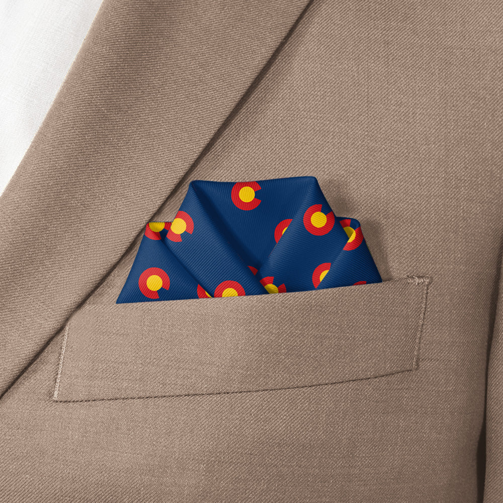 Colorado Flag Pocket Square - Scalloped Fold - Knotty Tie Co.