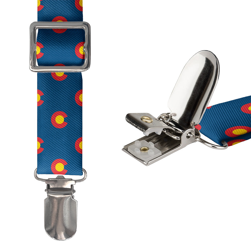 Colorado Flag Suspenders - Hardware and Strap - Knotty Tie Co.