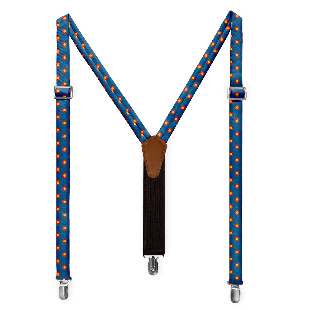 Colorado Flag Suspenders - Full Front View - Knotty Tie Co.