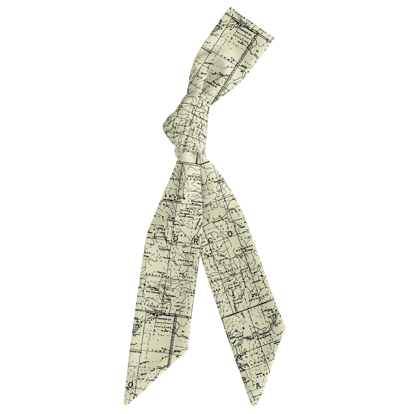 Colorado Map Hair Scarf - Scarf Tied Into Knot - Knotty Tie Co.