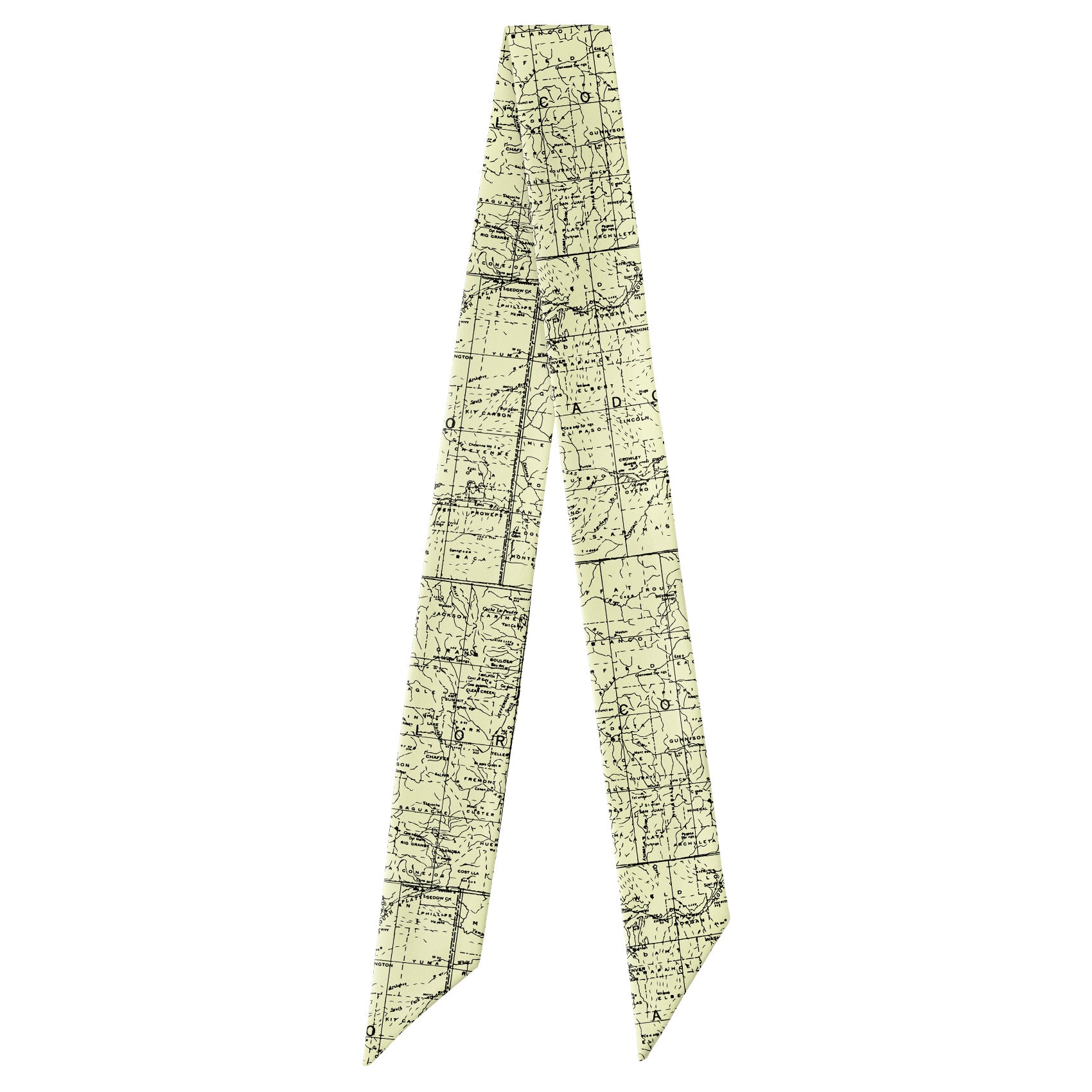 Colorado Map Hair Scarf - Full View of Hair Scarf - Knotty Tie Co.