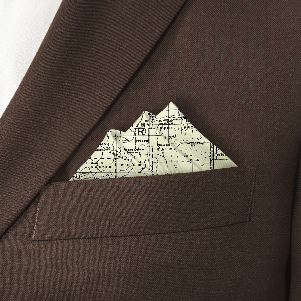 Colorado Map Pocket Square - Stairs Fold - Knotty Tie Co.