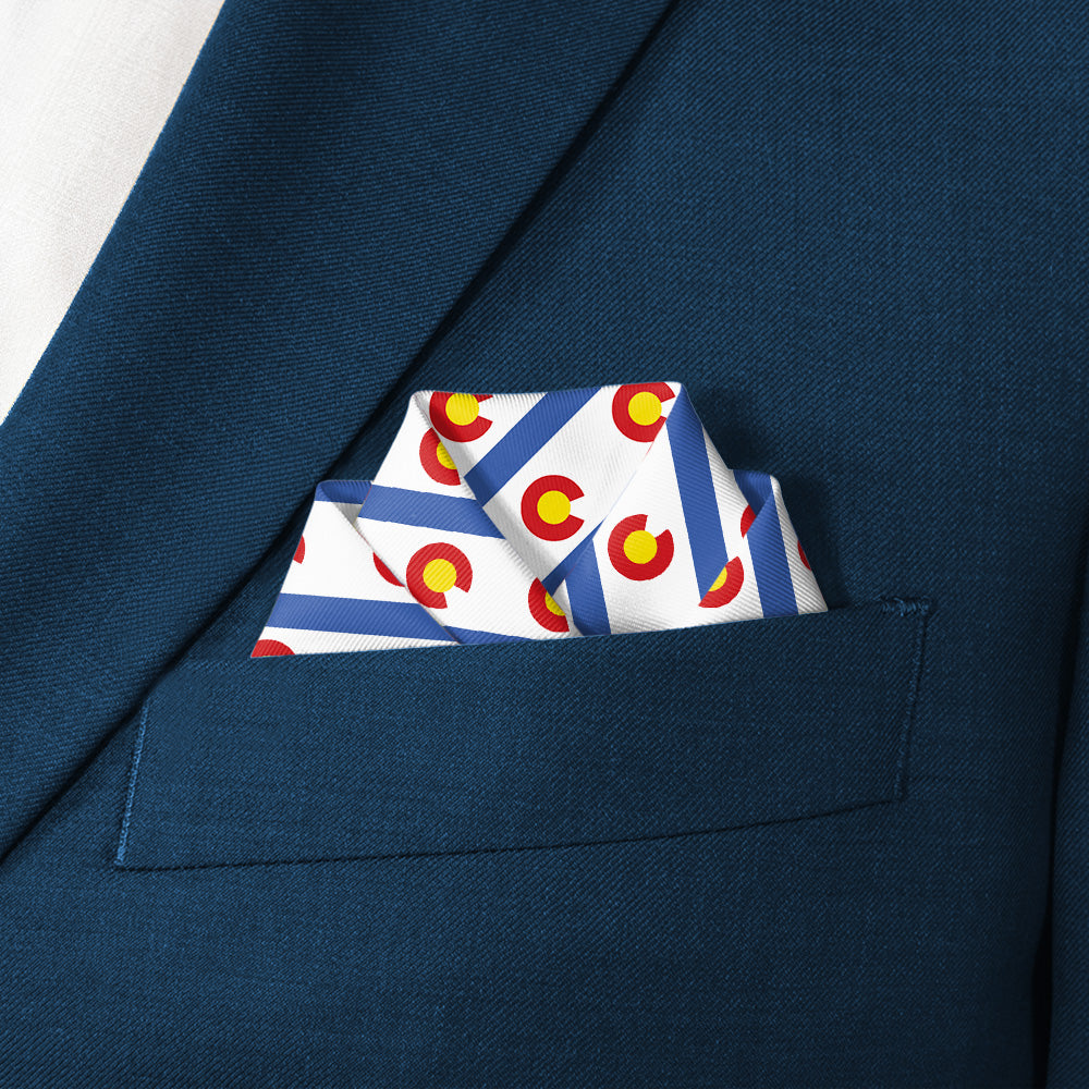 Colorado Stripe Pocket Square - Scalloped Fold - Knotty Tie Co.