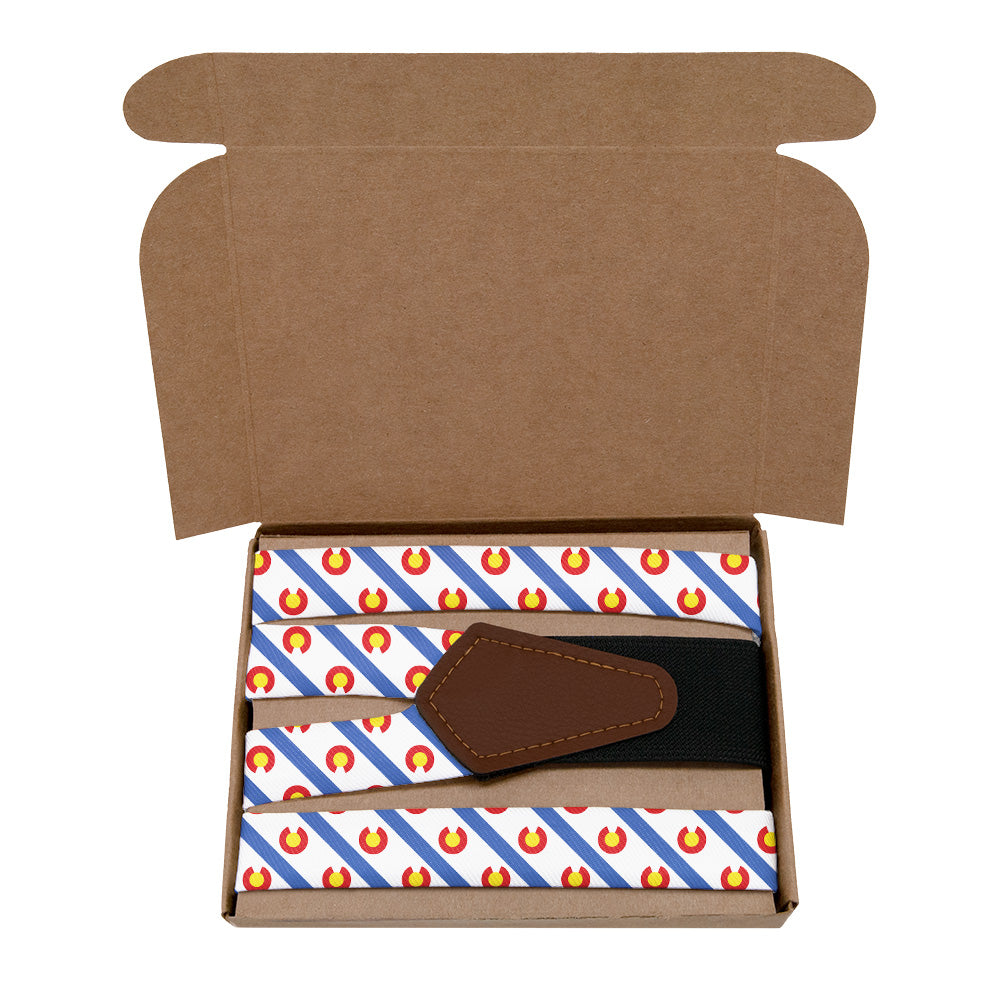 Colorado Stripe Suspenders - Kraft Gift Box Packaging - Knotty Tie Co.