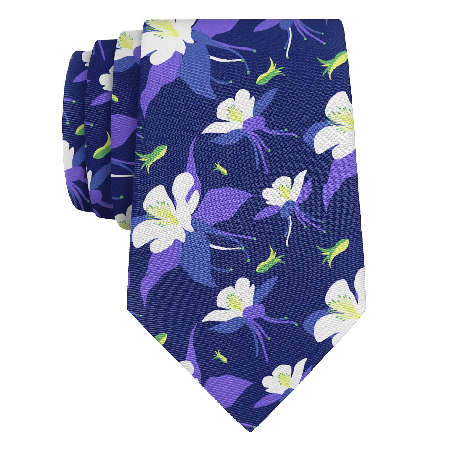 Columbine Floral Necktie - Rolled - Knotty Tie Co.