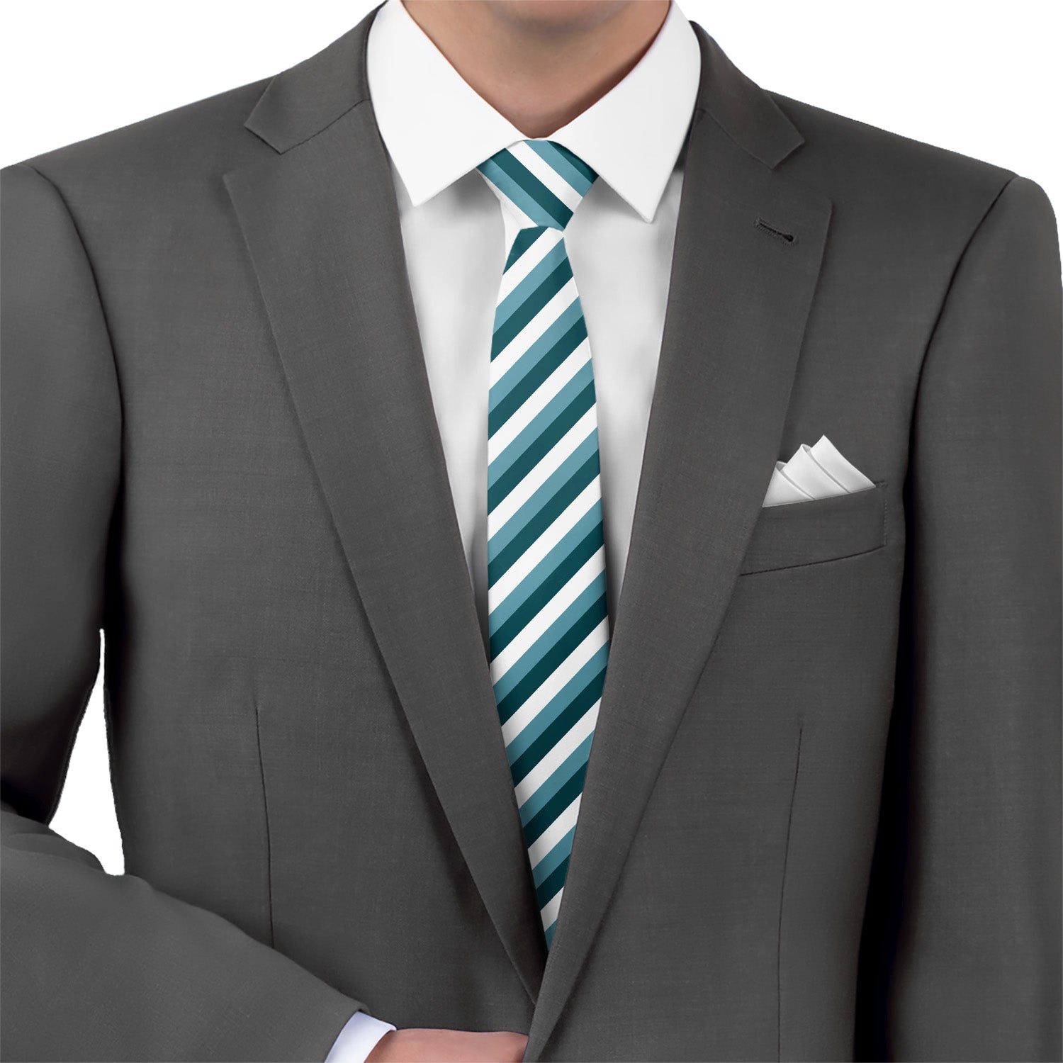 Columbine Stripe Necktie - Matching Pocket Square - Knotty Tie Co.