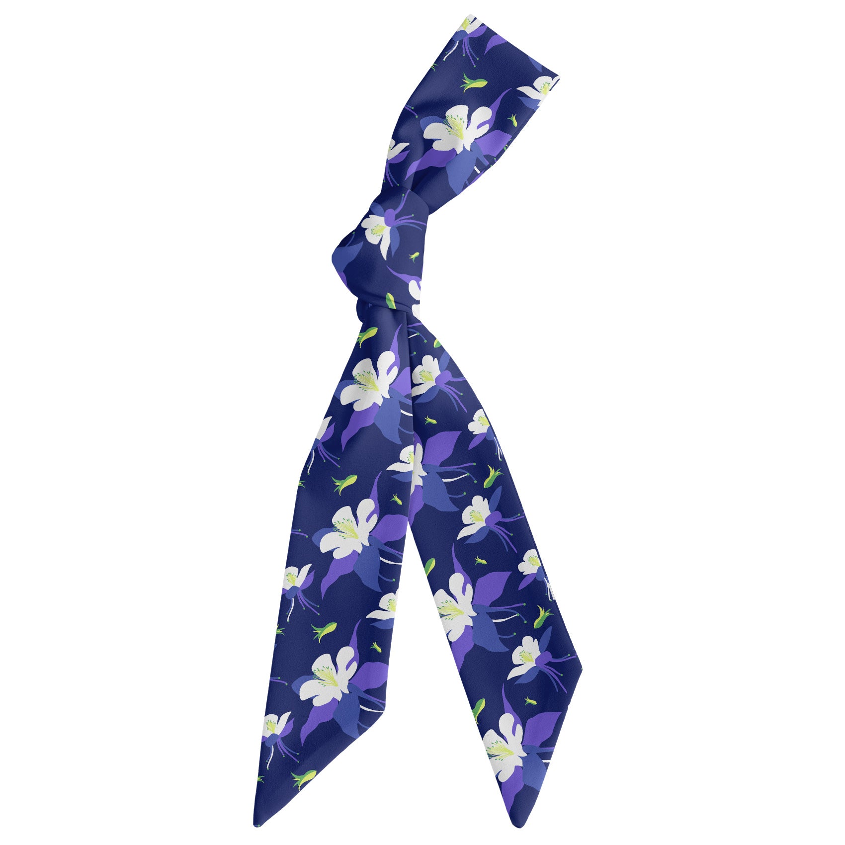 Columbine Floral Hair Scarf - Scarf Tied Into Knot - Knotty Tie Co.