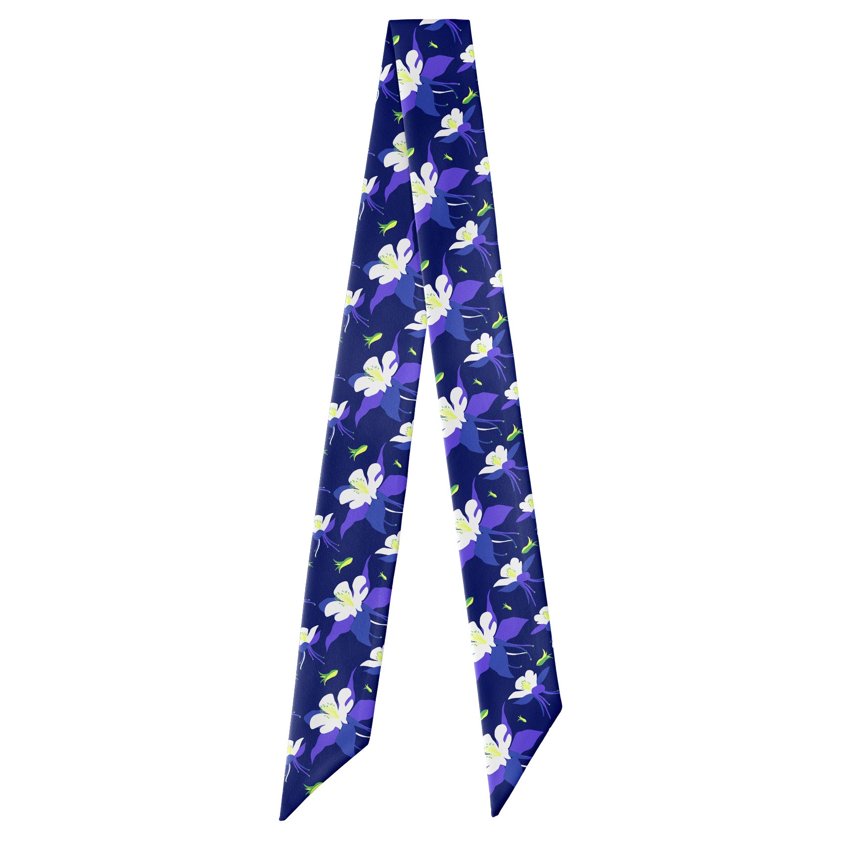 Columbine Floral Hair Scarf - Full View of Hair Scarf - Knotty Tie Co.