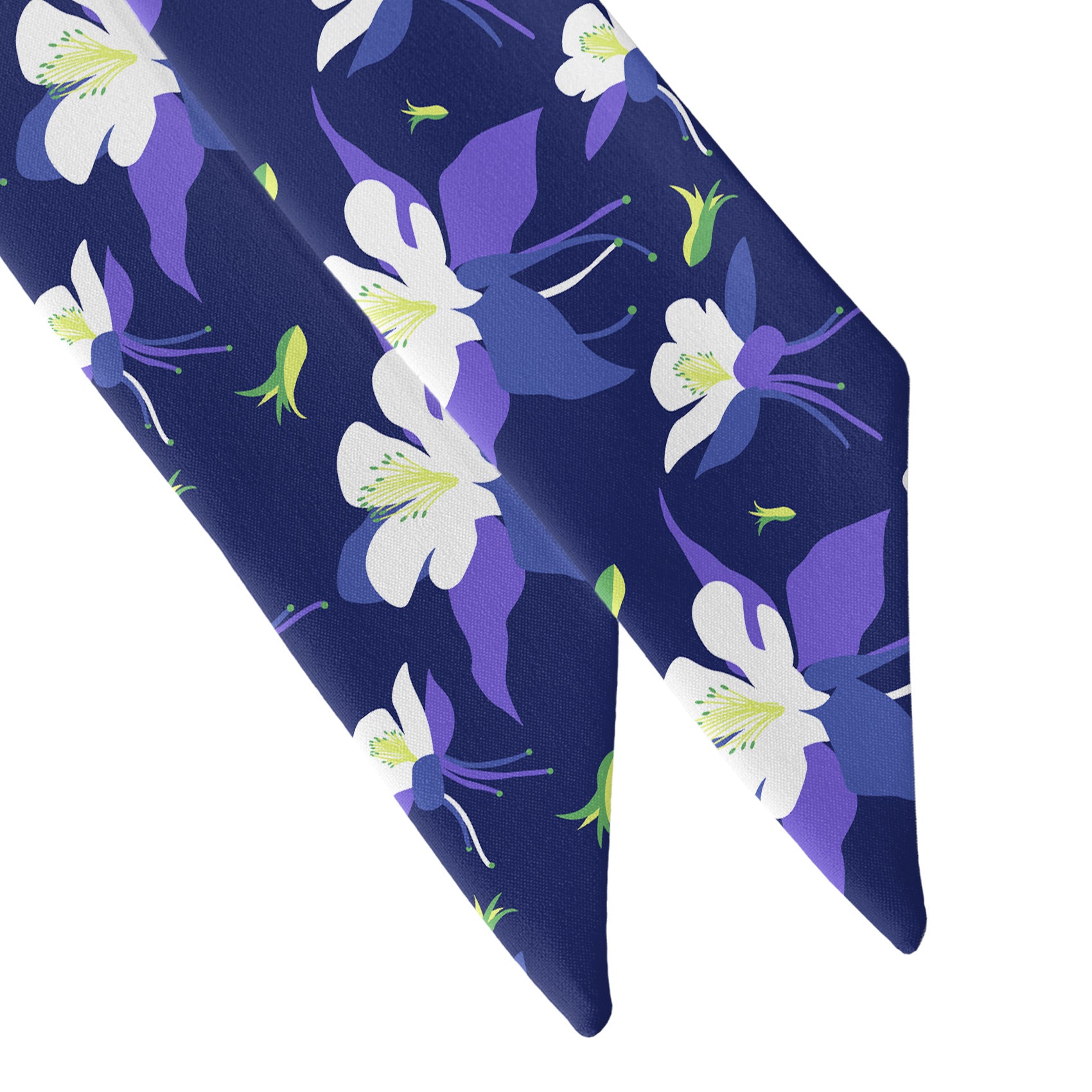 Columbine Floral Hair Scarf - Scarf Tapered Ends - Knotty Tie Co.