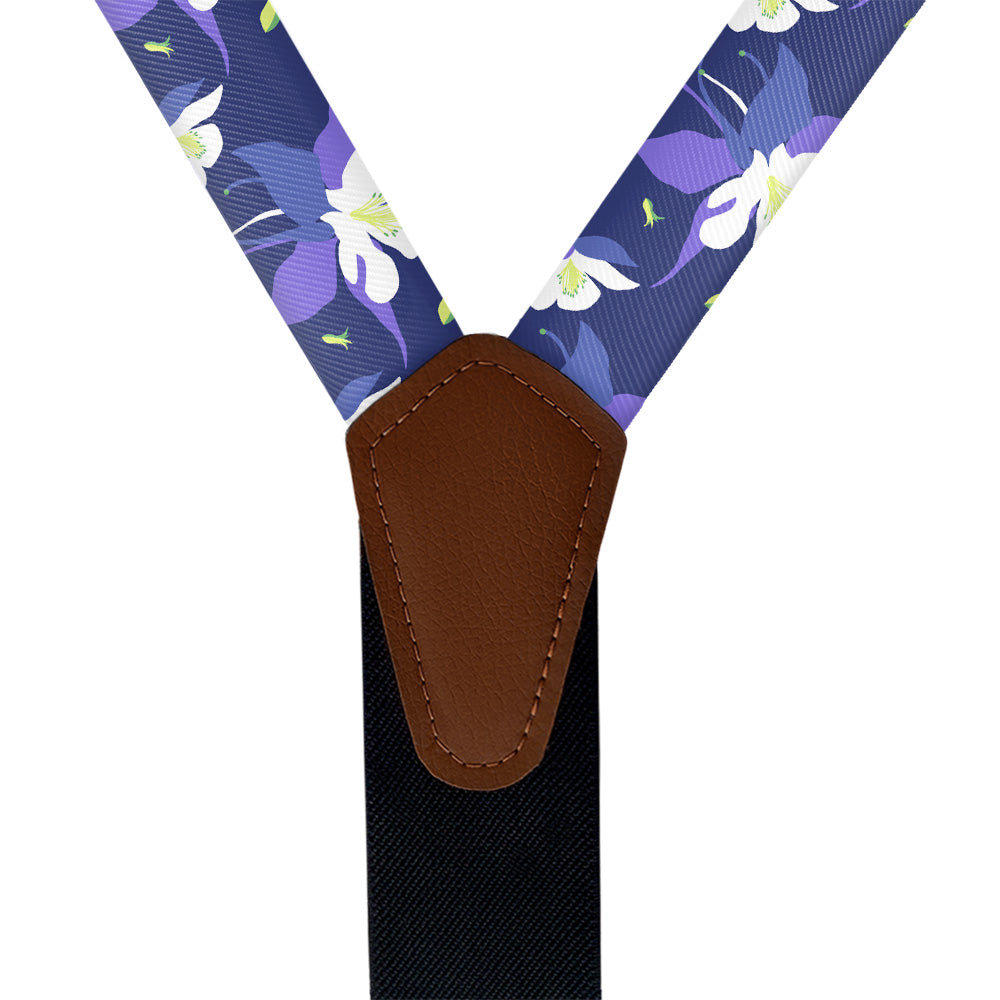 Columbine Floral Suspenders - Vegan Leather Y-Back - Knotty Tie Co.