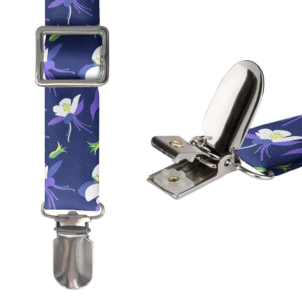 Columbine Floral Suspenders - Hardware and Strap - Knotty Tie Co.