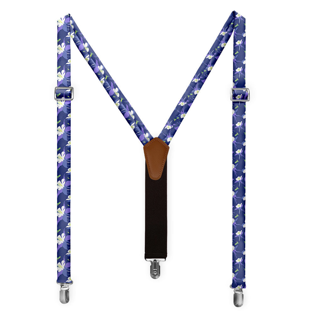 Columbine Floral Suspenders - Full Front View - Knotty Tie Co.