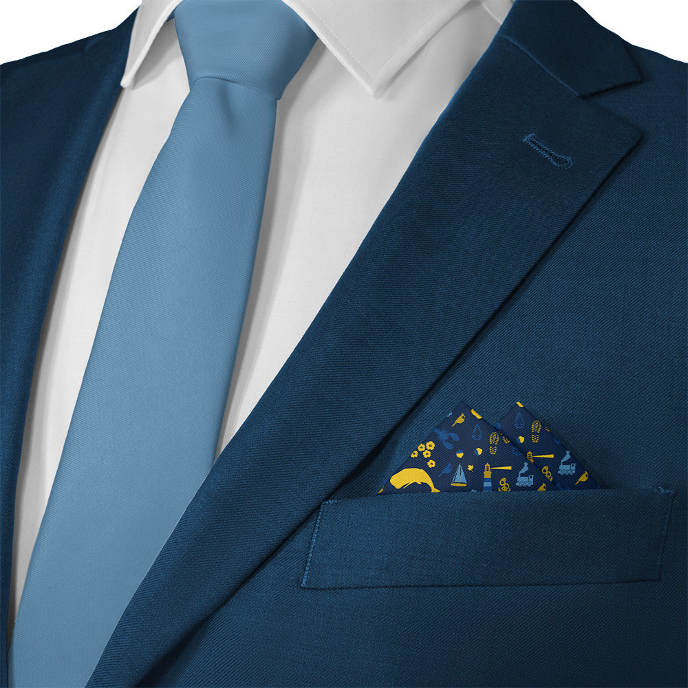 Connecticut State Heritage Pocket Square - Matching Necktie- Knotty Tie Co.