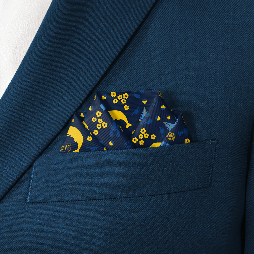 Connecticut State Heritage Pocket Square - Scalloped Fold - Knotty Tie Co.