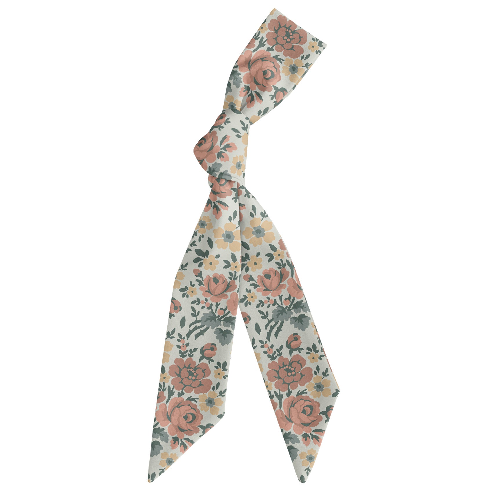 Cooper Floral Hair Scarf - Scarf Tied Into Knot - Knotty Tie Co.