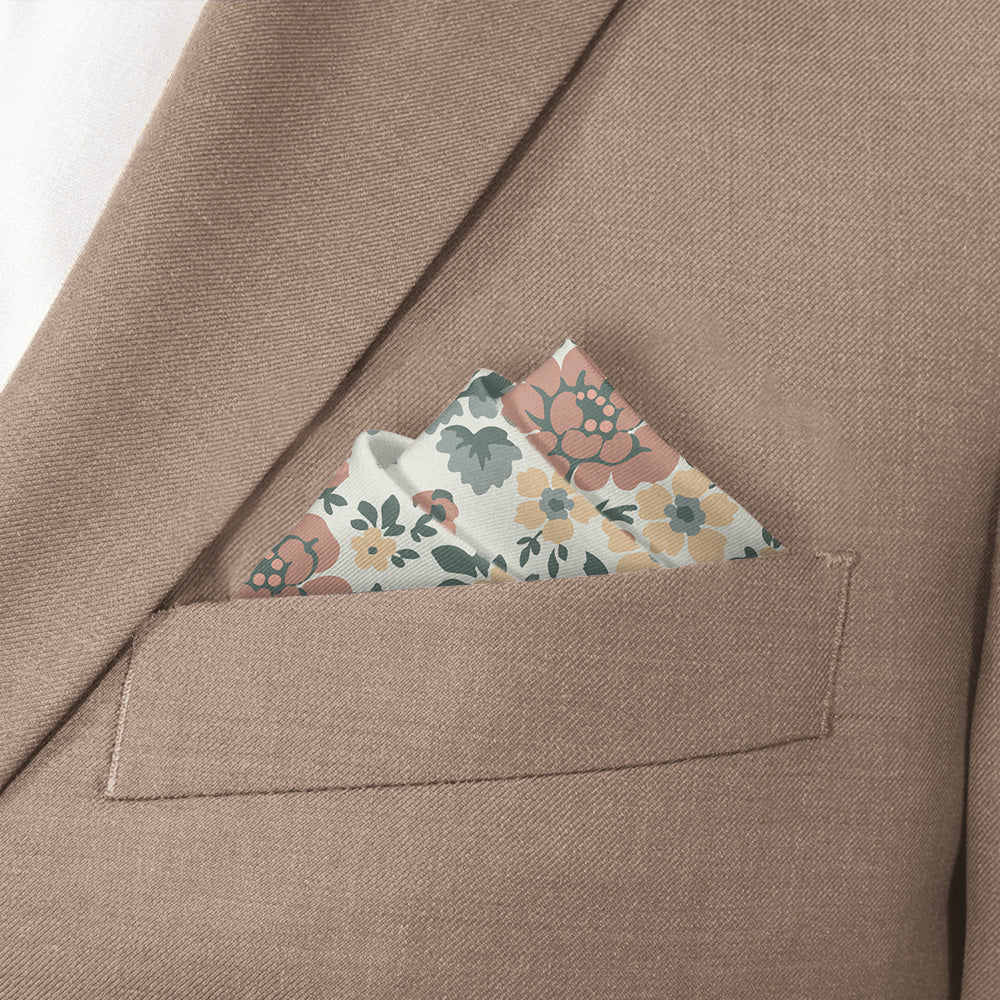 Cooper Floral Pocket Square - Stairs Fold - Knotty Tie Co.