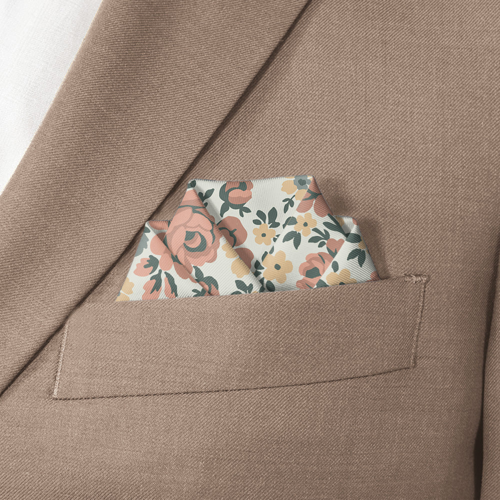 Cooper Floral Pocket Square - Scalloped Fold - Knotty Tie Co.
