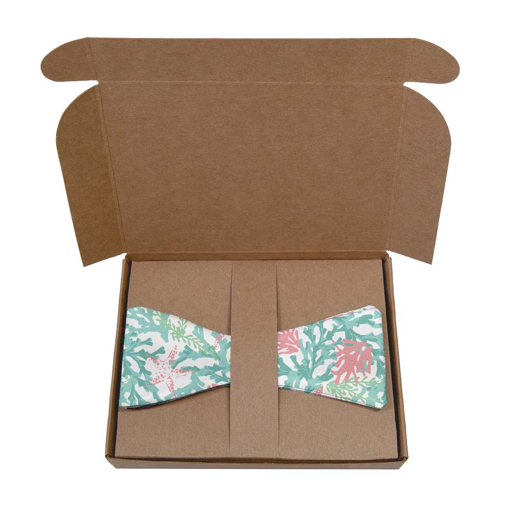 Coral Cove Bow Tie- Kraft Gift Box Packaging - Knotty Tie Co.