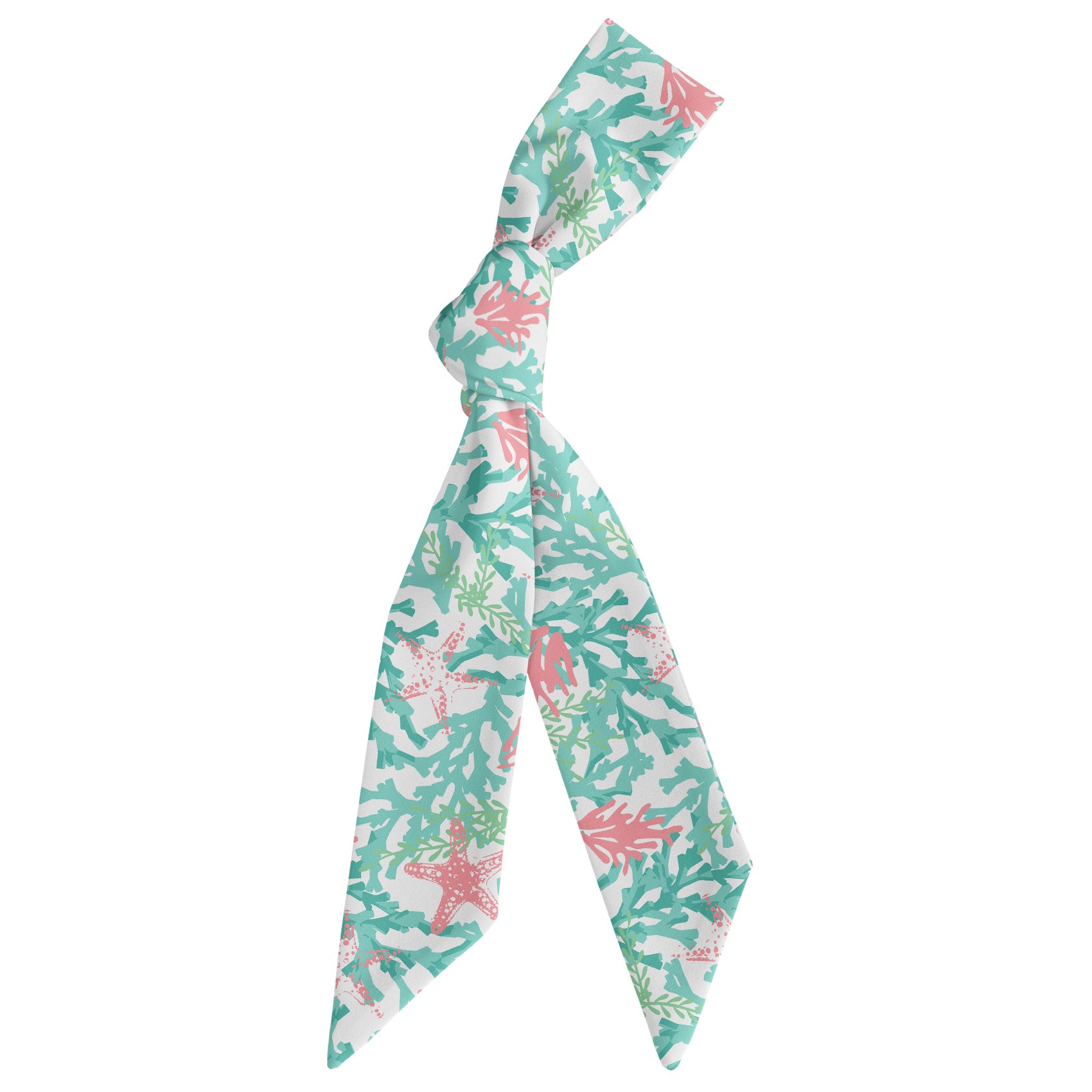 Coral Cove Hair Scarf - Scarf Tied Into Knot - Knotty Tie Co.
