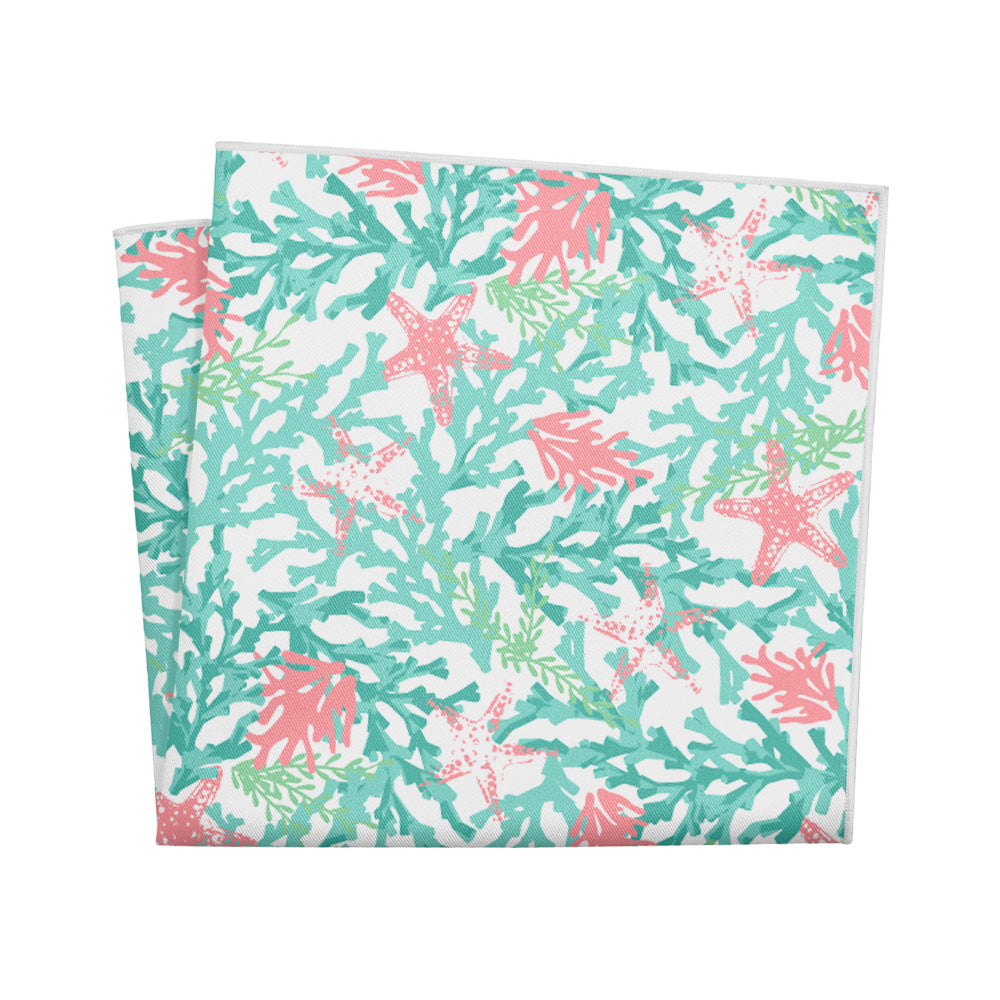 Coral Cove Pocket Square - 12" Square - Knotty Tie Co.