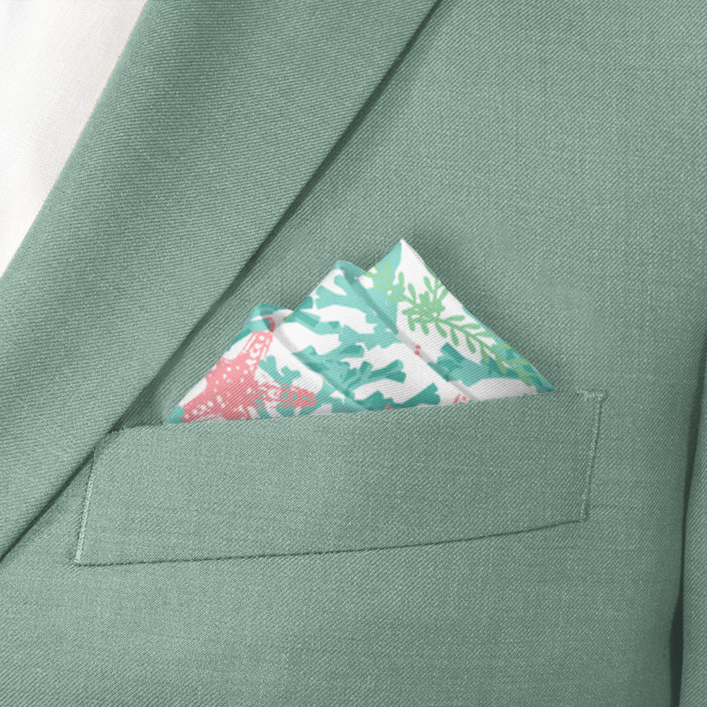 Coral Cove Pocket Square - Stairs Fold - Knotty Tie Co.