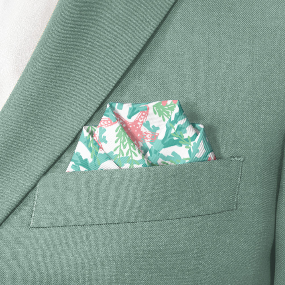 Coral Cove Pocket Square - Scalloped Fold - Knotty Tie Co.