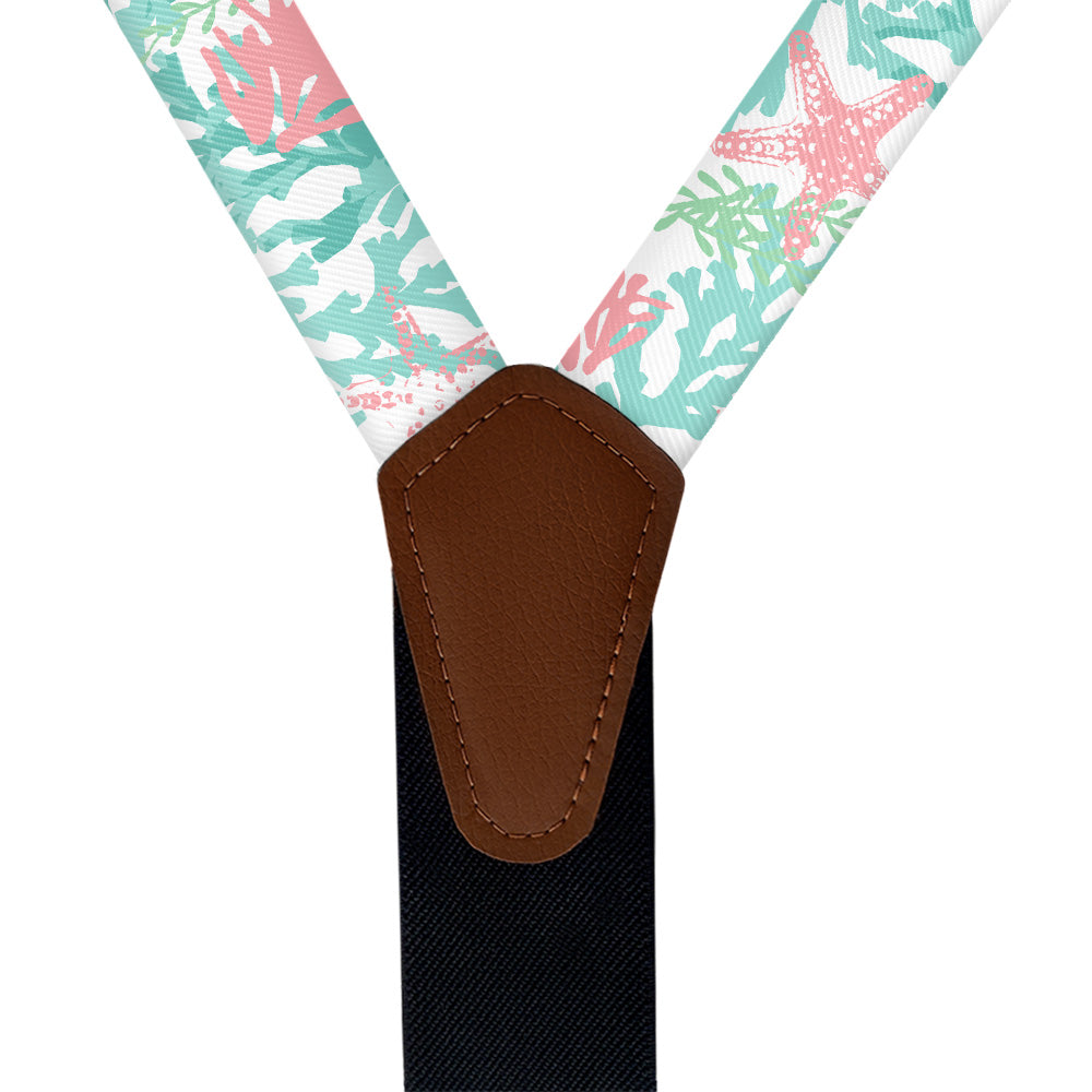 Coral Cove Suspenders - Vegan Leather Y-Back - Knotty Tie Co.