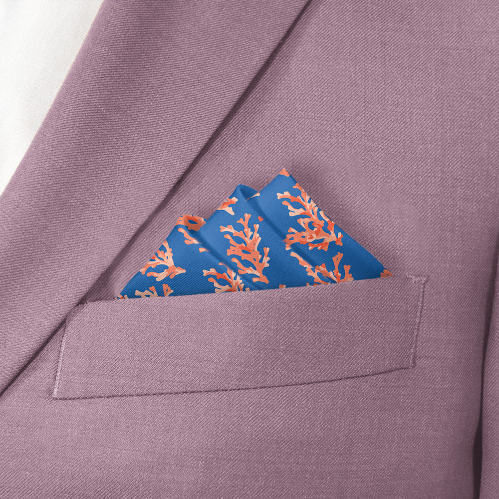 Coral Reef Pocket Square - Stairs Fold - Knotty Tie Co.