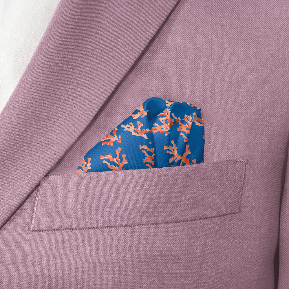 Coral Reef Pocket Square - Wave Fold - Knotty Tie Co.