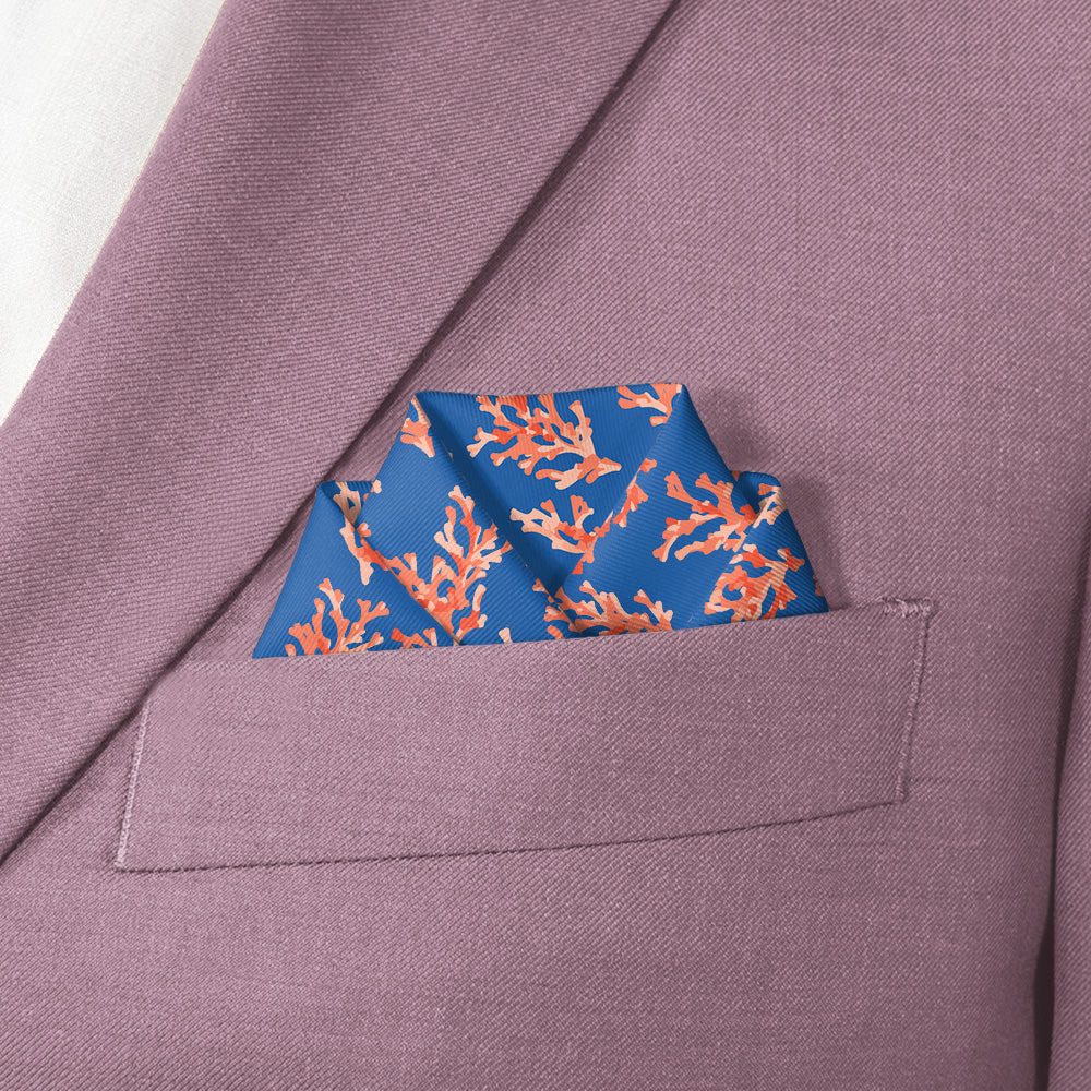 Coral Reef Pocket Square - Scalloped Fold - Knotty Tie Co.