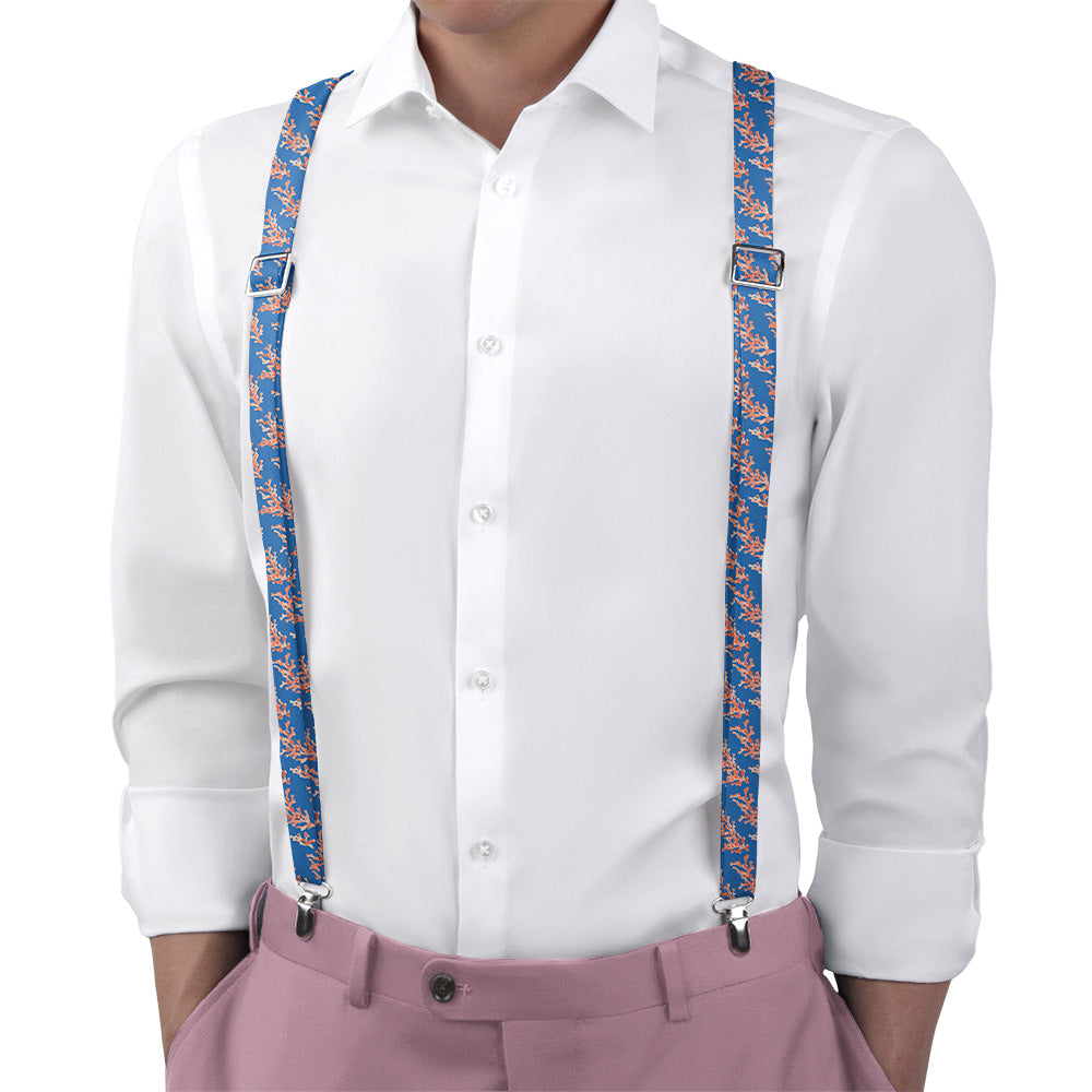 Coral Reef Suspenders - On Model Back View - Knotty Tie Co.
