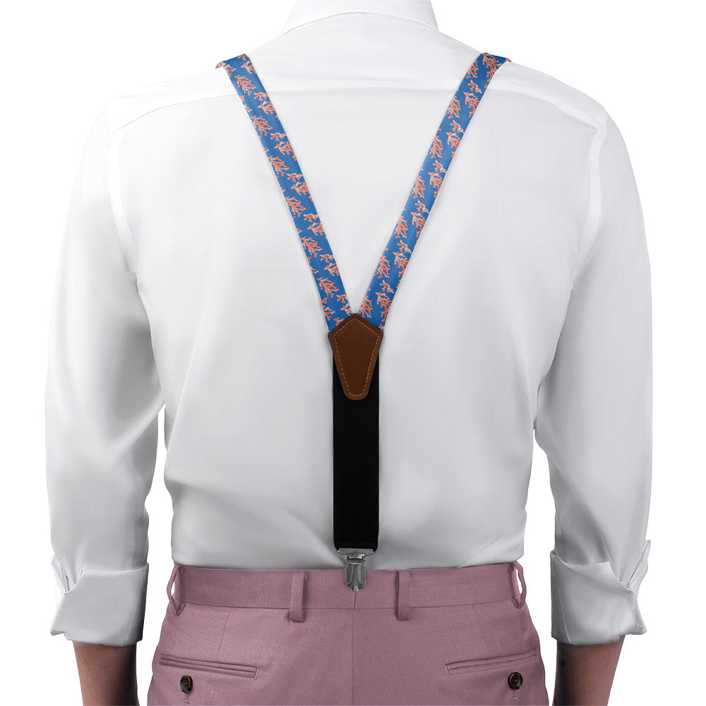Coral Reef Suspenders - On Model Front View - Knotty Tie Co.