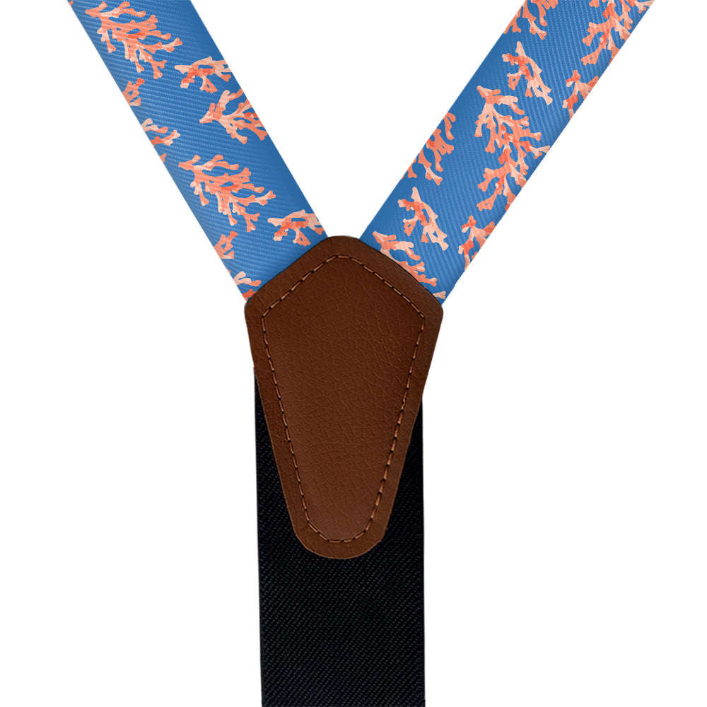 Coral Reef Suspenders - Vegan Leather Y-Back - Knotty Tie Co.