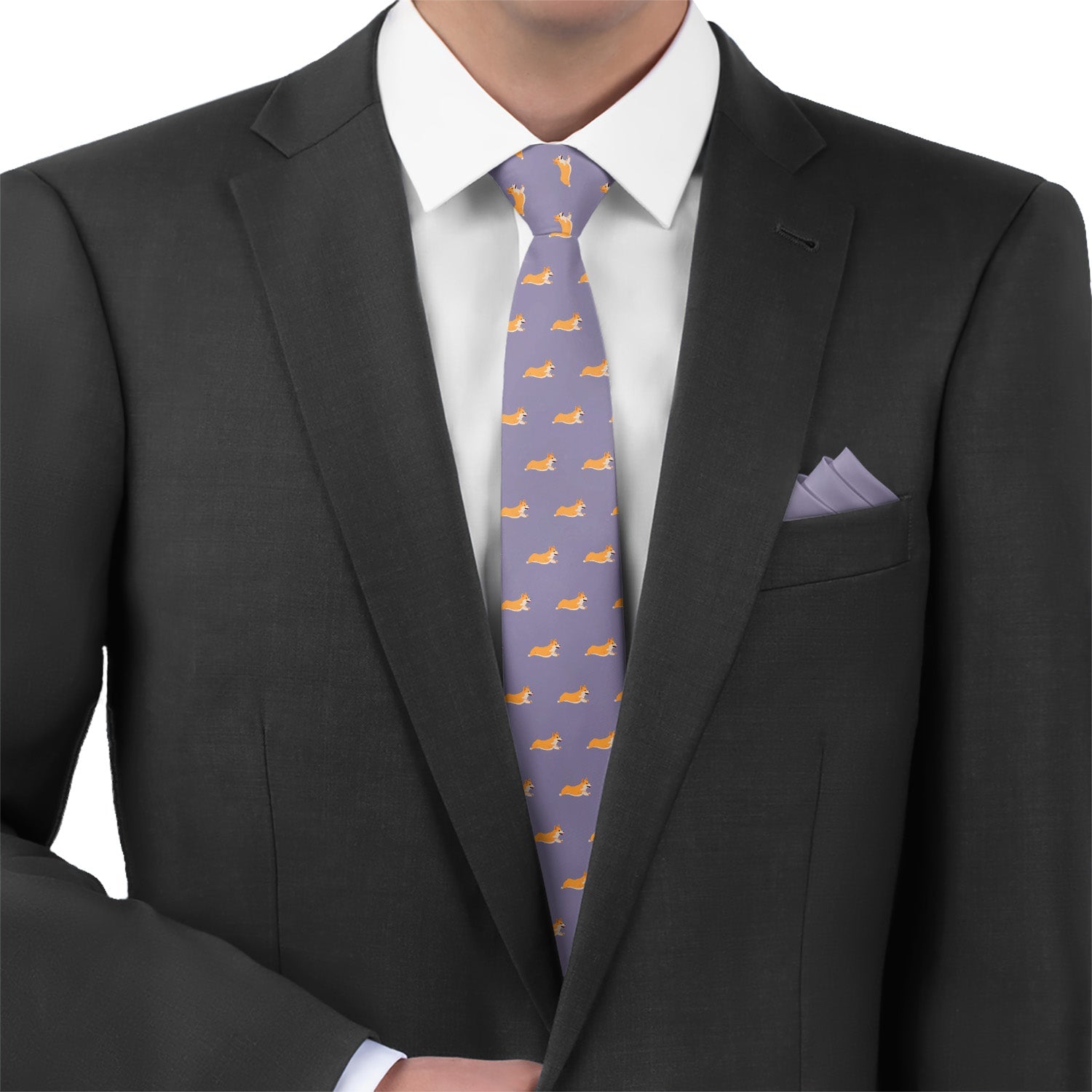 Corgi Necktie - Matching Pocket Square - Knotty Tie Co.