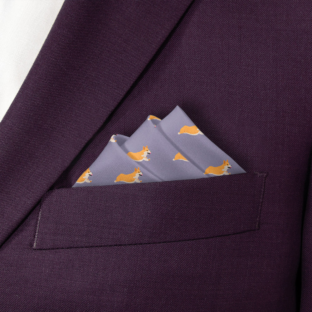 Corgi Pocket Square - Stairs Fold - Knotty Tie Co.
