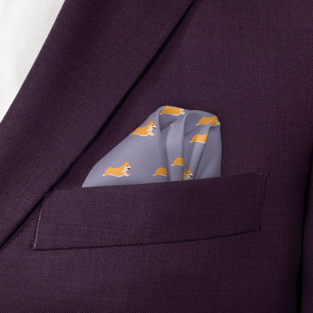 Corgi Pocket Square - Wave Fold - Knotty Tie Co.