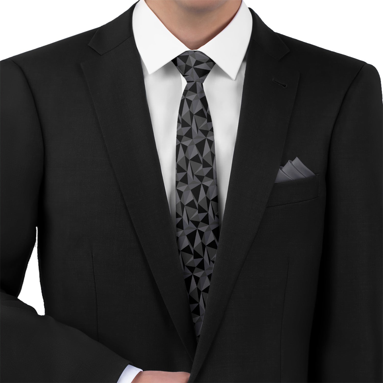Crag Geometric Necktie - Matching Pocket Square - Knotty Tie Co.