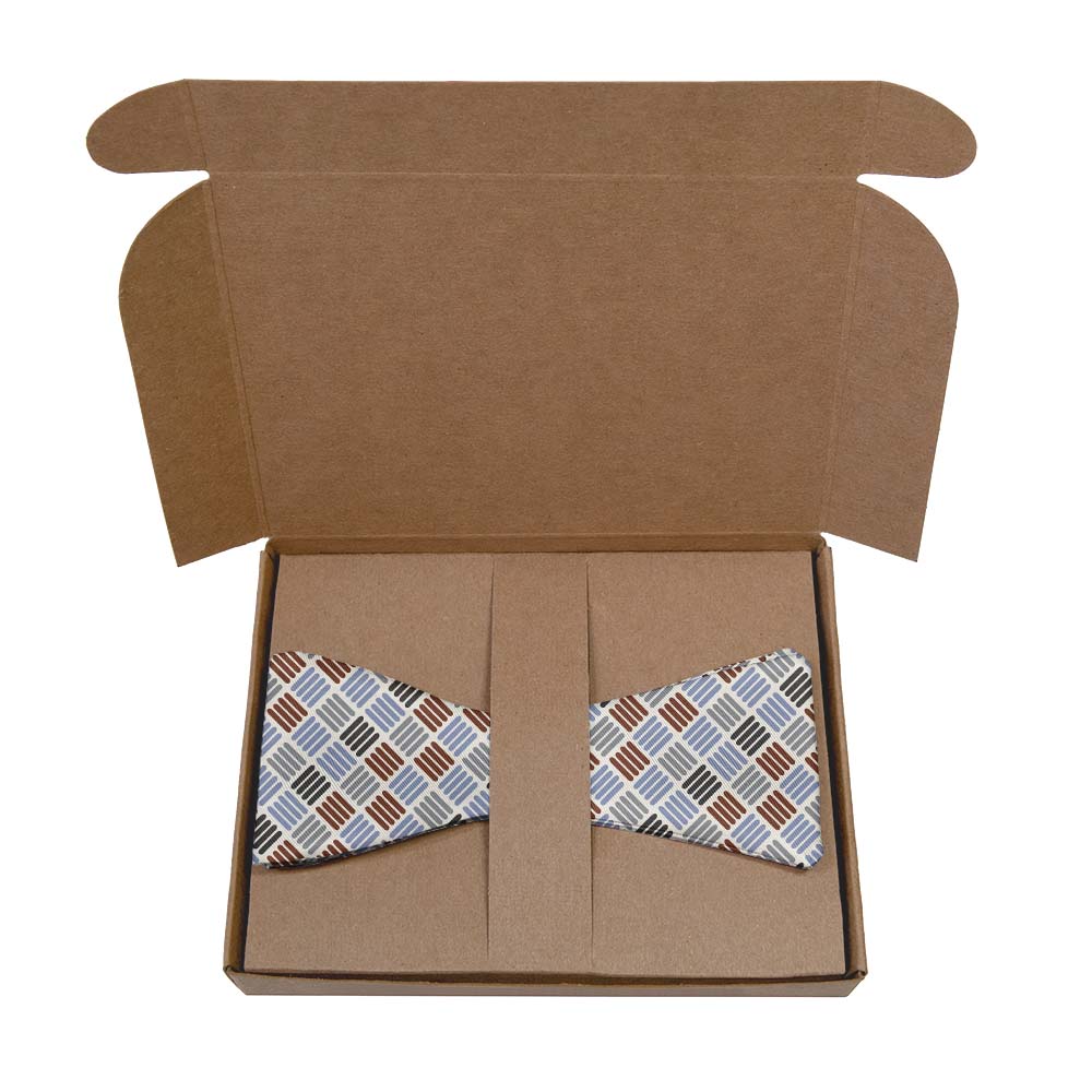 Crosshatch Plaid Bow Tie- Kraft Gift Box Packaging - Knotty Tie Co.