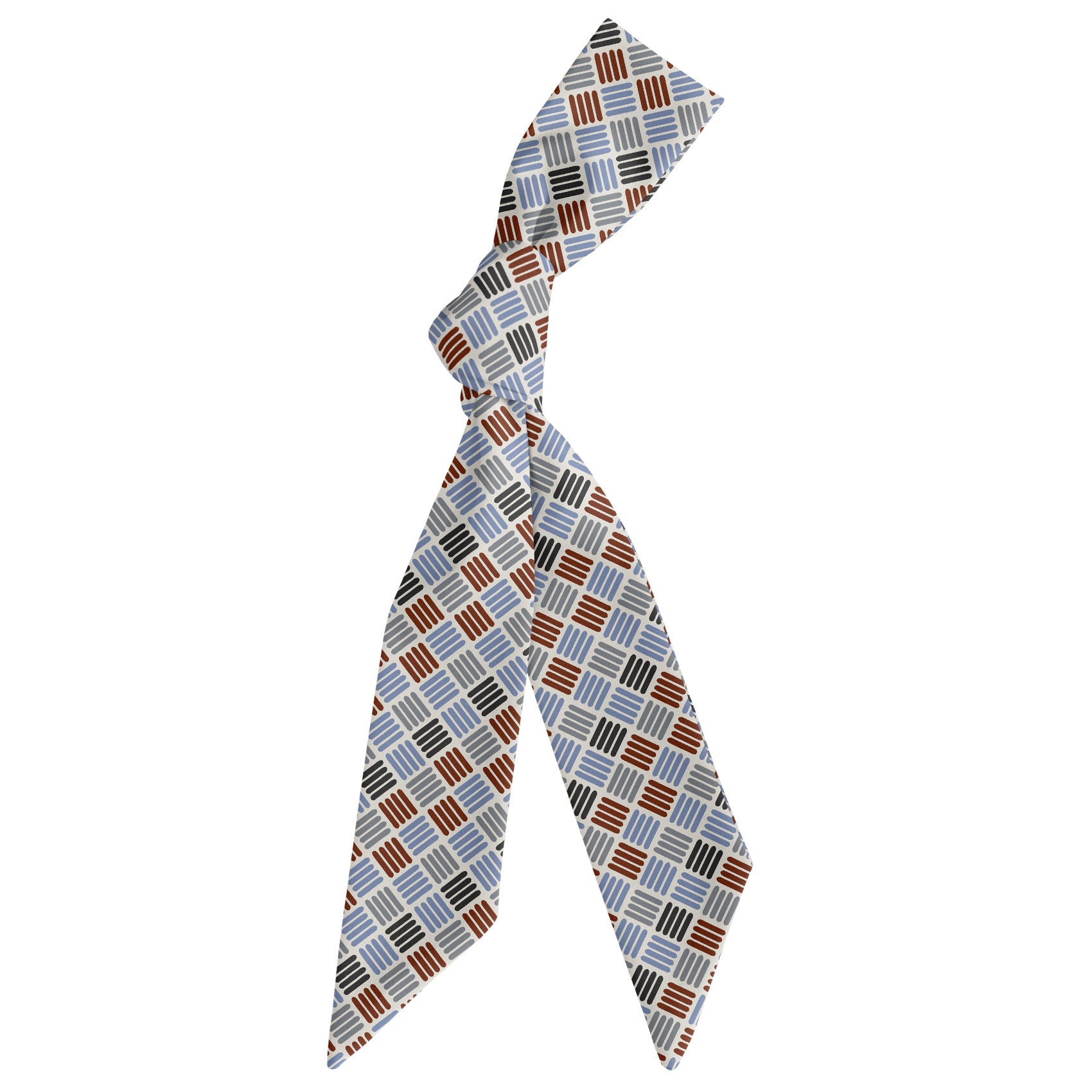 Crosshatch Plaid Hair Scarf - Scarf Tied Into Knot - Knotty Tie Co.