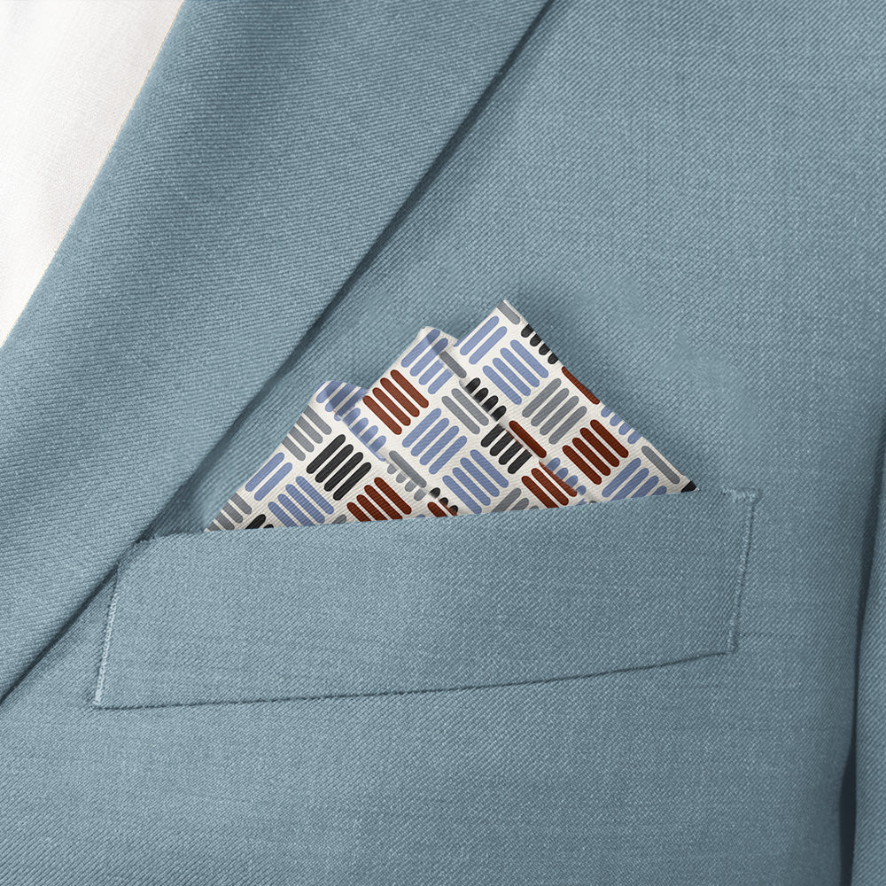 Crosshatch Plaid Pocket Square - Stairs Fold - Knotty Tie Co.