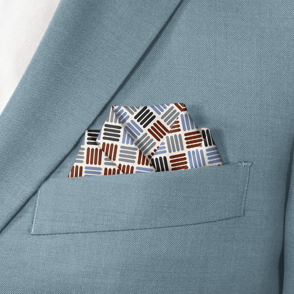 Crosshatch Plaid Pocket Square - Scalloped Fold - Knotty Tie Co.
