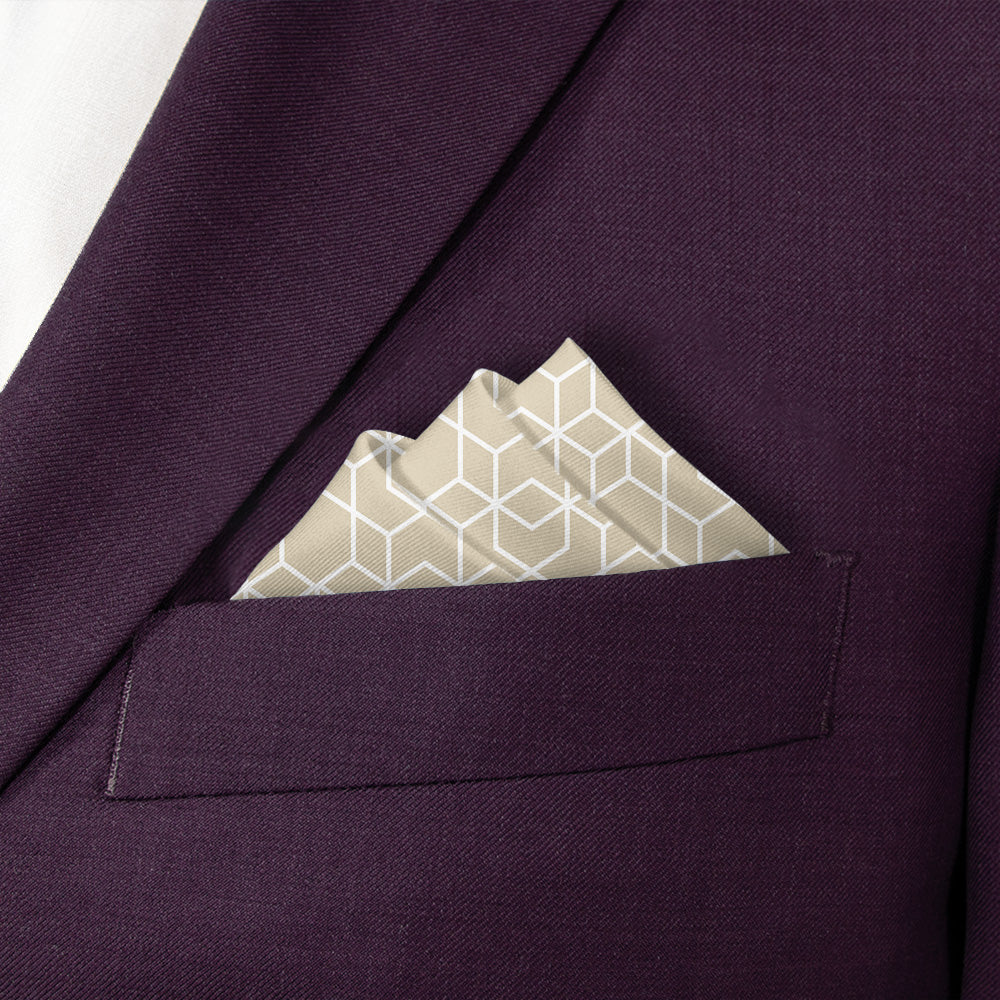 Crystalline Geometric Pocket Square - Stairs Fold - Knotty Tie Co.