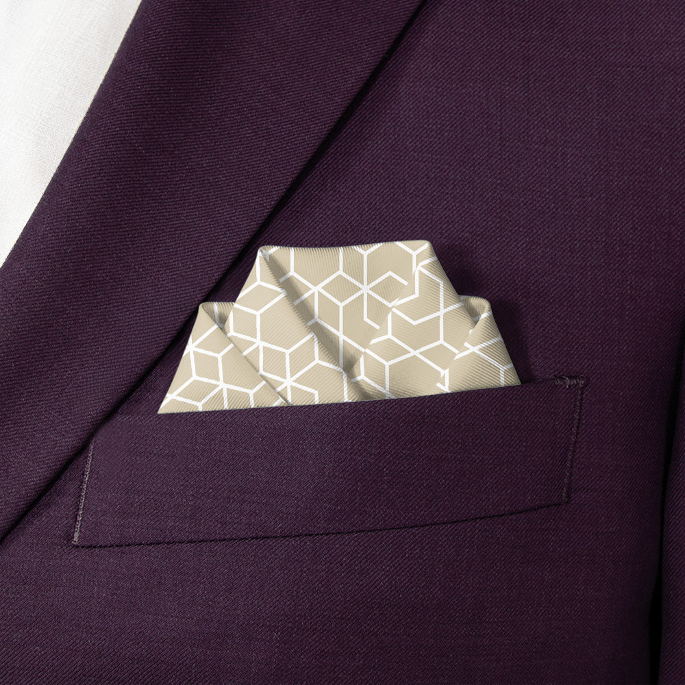 Crystalline Geometric Pocket Square - Scalloped Fold - Knotty Tie Co.