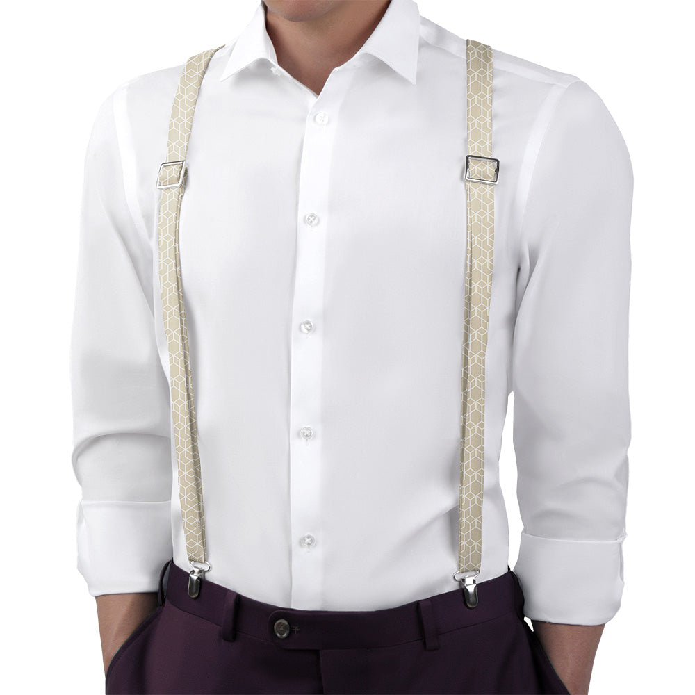 Crystalline Geometric Suspenders - On Model Back View - Knotty Tie Co.